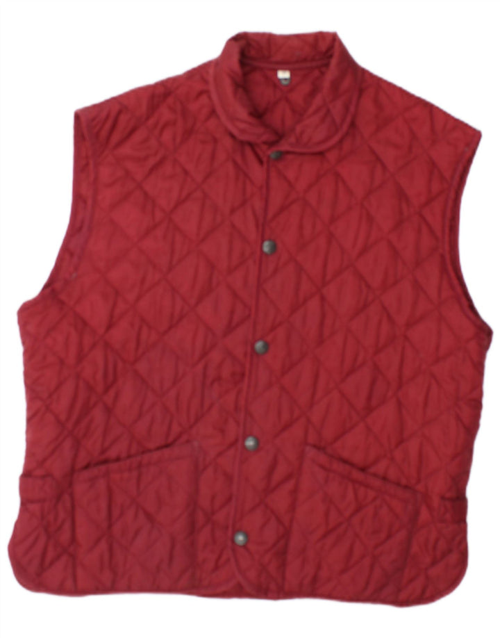 Vintage Herre Quiltet Gilet UK 38 Medium Burgundy