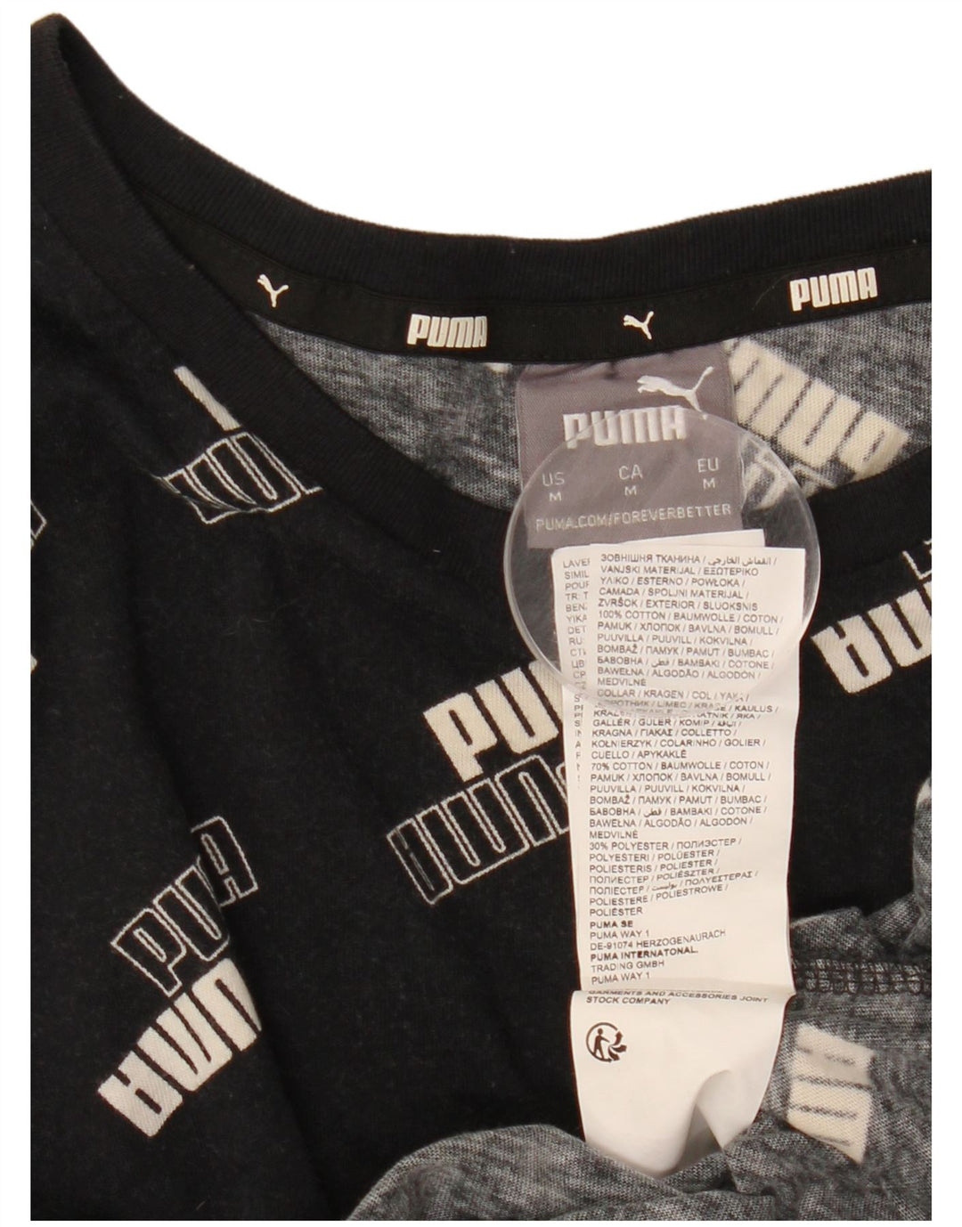Puma Herre Grafisk T-Shirt Top Medium Sort Bomuld