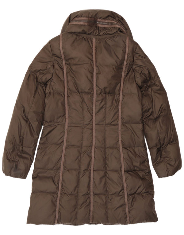 Geox Polstret frakke med hætte til kvinder UK 12 medium brun polyester