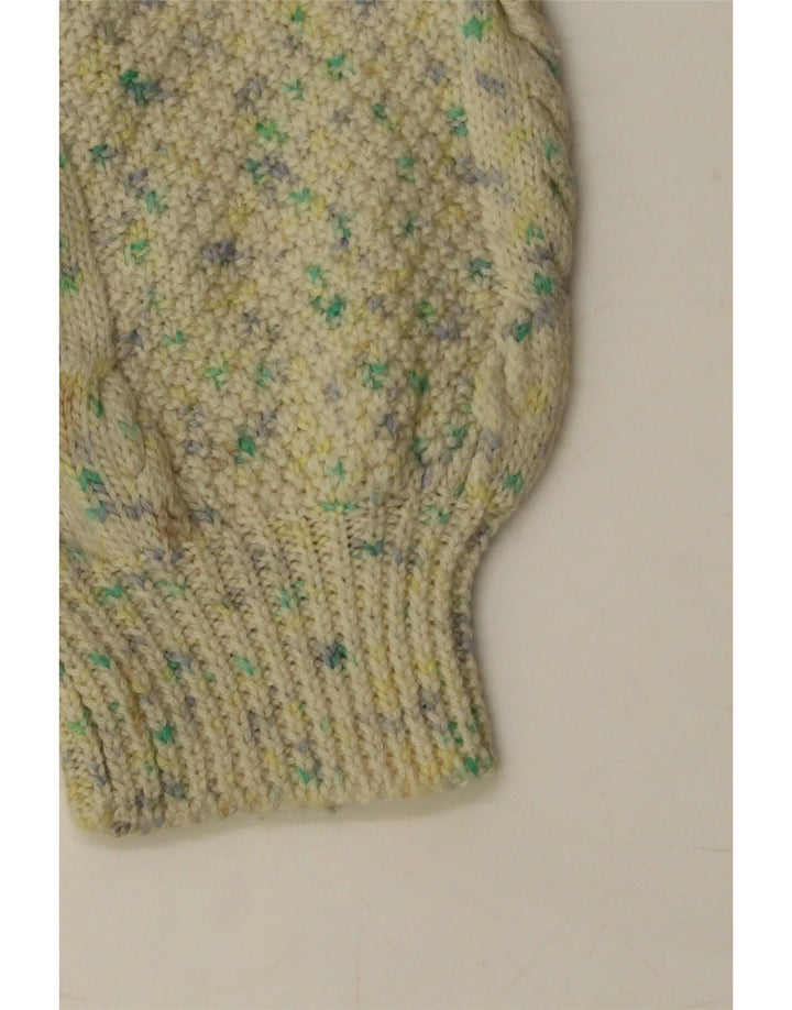 VINTAGE Dame V-hals sweater UK 18 XL Beige Flecked