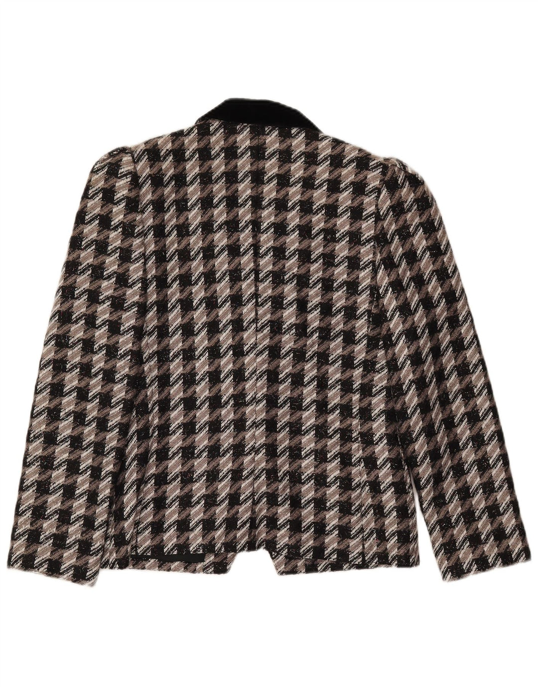 Vintage Dame 1-knap Blazer Jacket IT 40 Small Grå Houndstooth Viscose