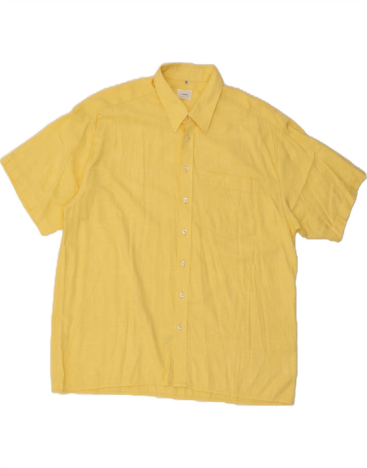 CANDA Mens Short Sleeve Shirt 2XL Yellow Geometric Viscose Vintage Canda and Second-Hand Canda from Messina Hembry 
