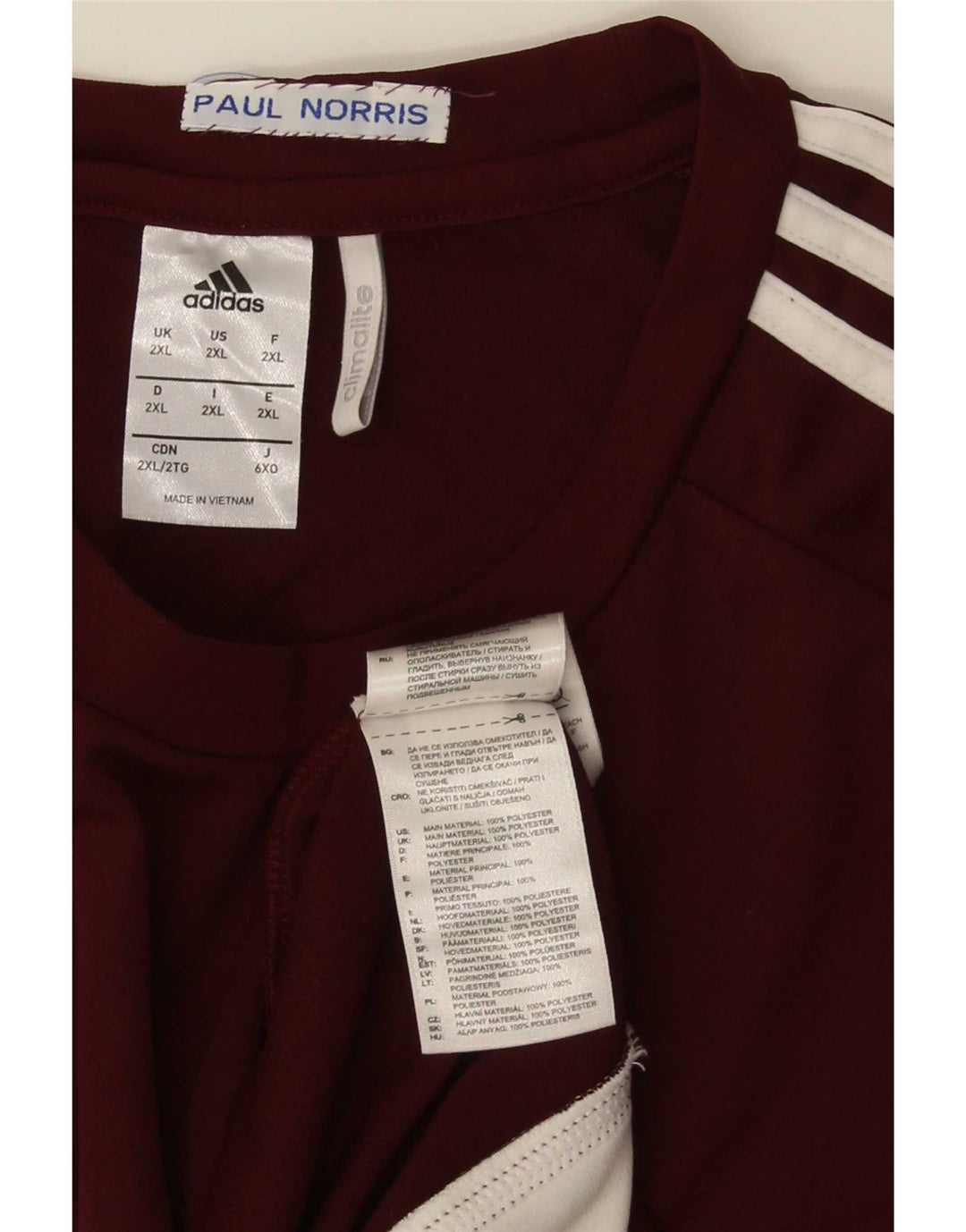 Adidas Herre Climalite T-Shirt Top 2XL Burgundy Polyester