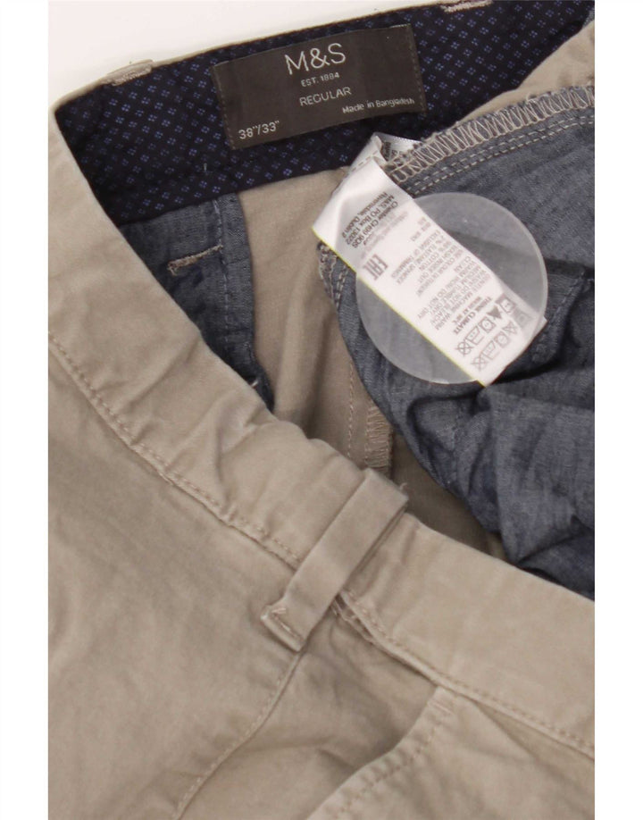 Marks & Spencer Herre Regular Chino Bukser W38 L33 Grå Bomuld