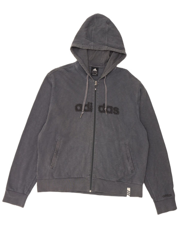 Adidas Herre grafisk hættetrøje med lynlås 2XL marineblå bomuld