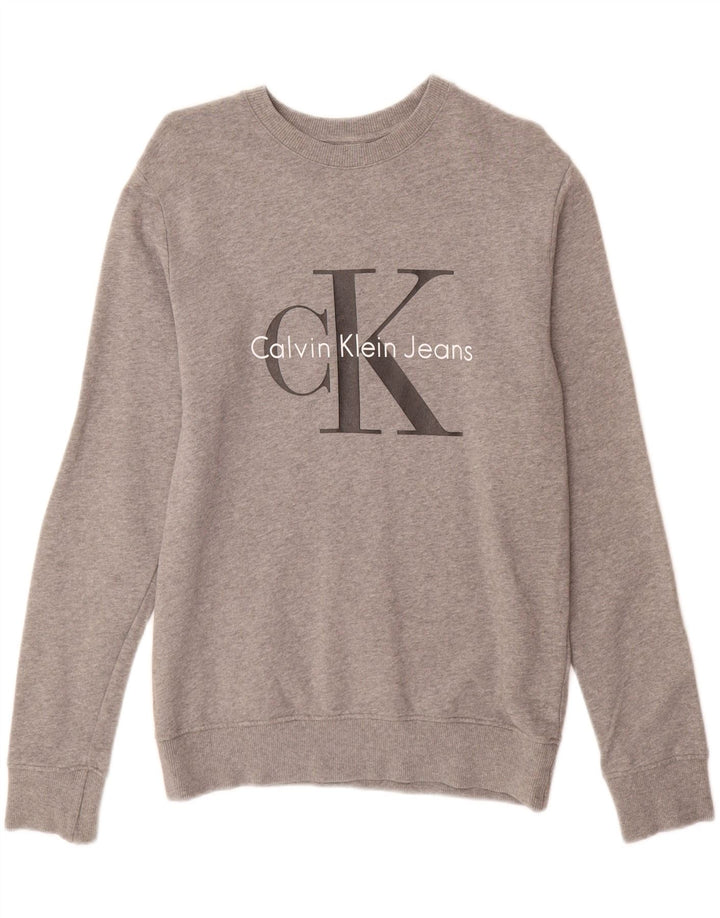 CALVIN KLEIN JEANS Grafisk sweatshirt til mænd XS Grå bomuld