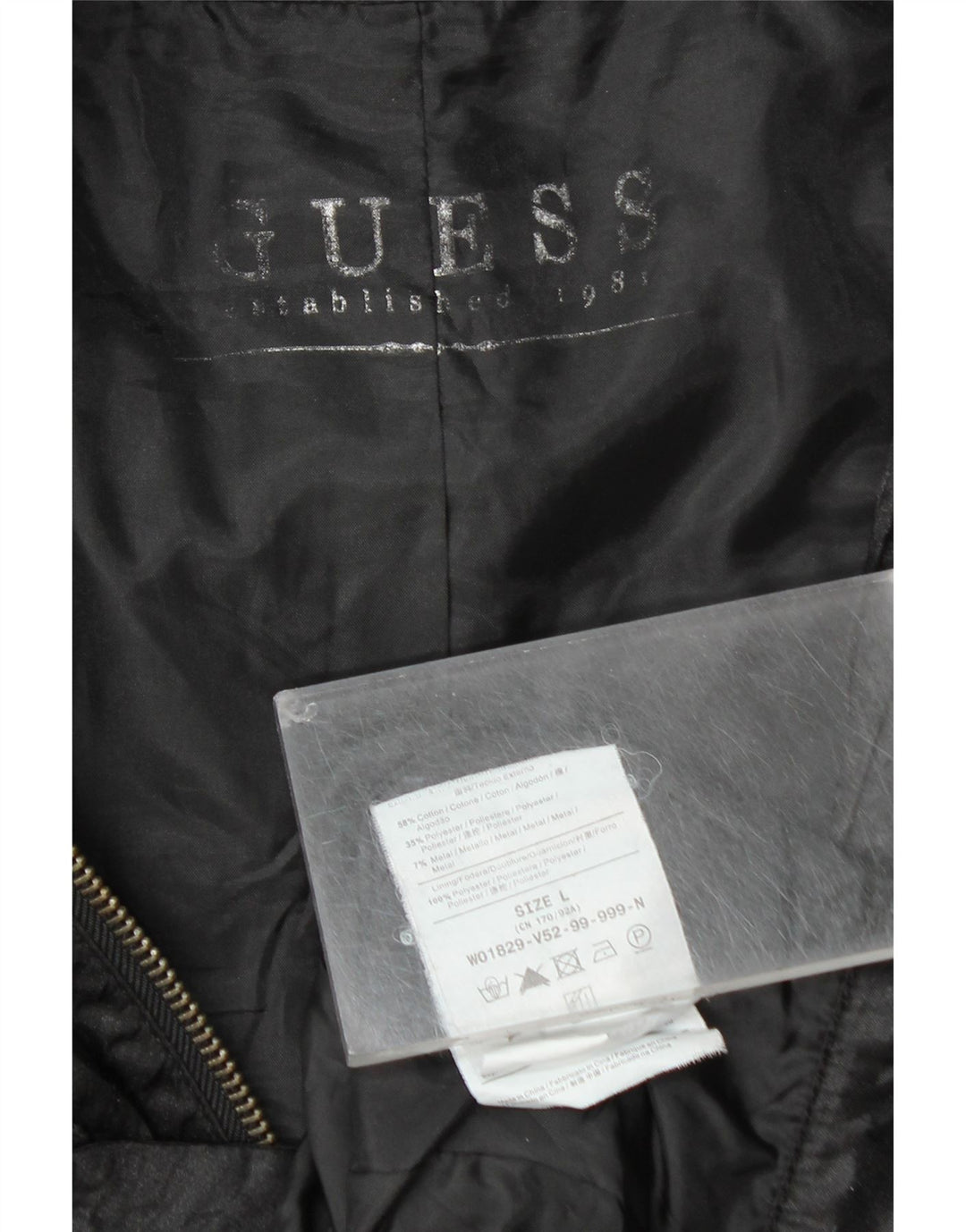GUESS Womens Crop Utility Jacket UK 14 Large Black Cotton