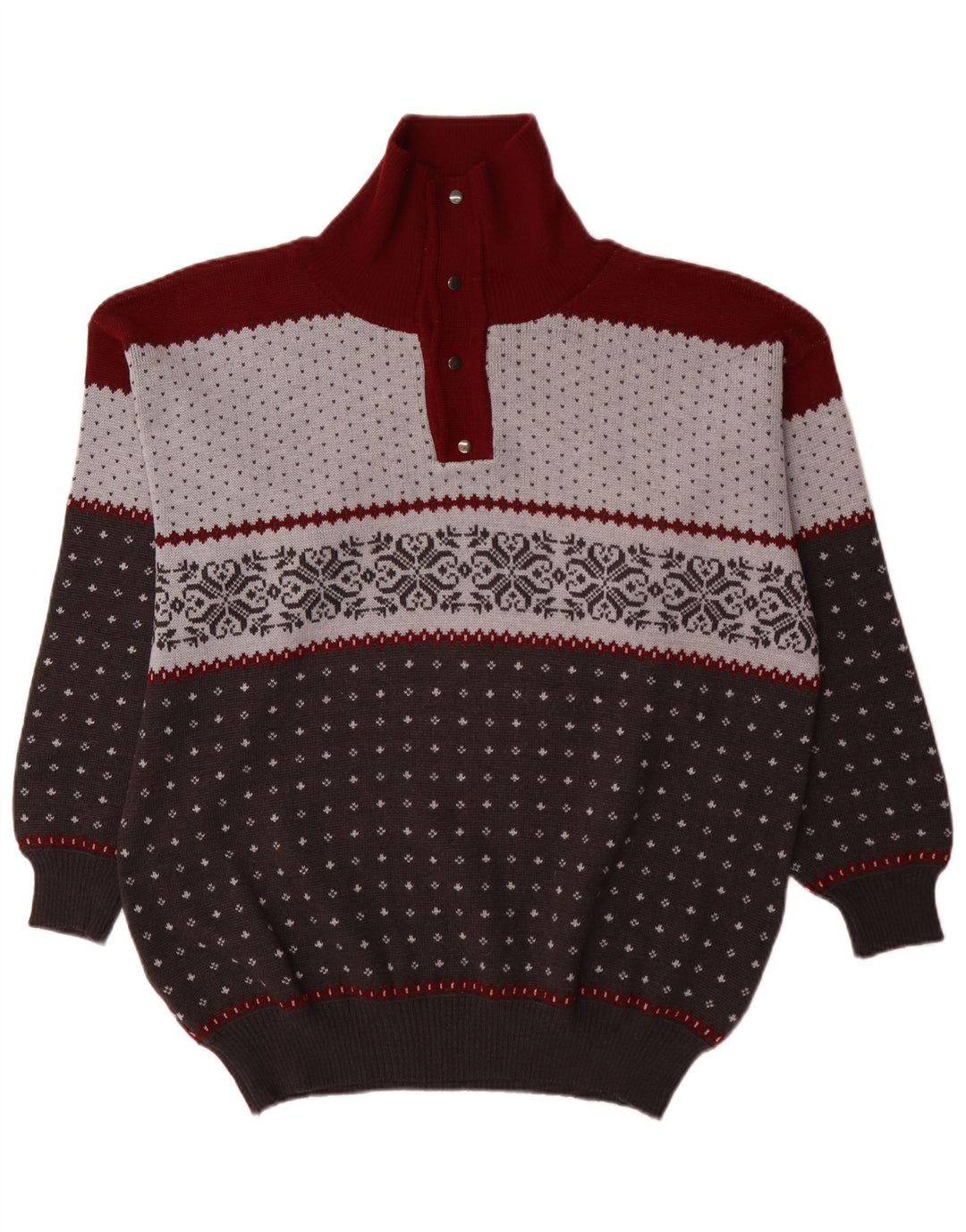 Summit Herre Button Neck Jumper Sweater 3XL Flerfarvet Fair Isle Wool
