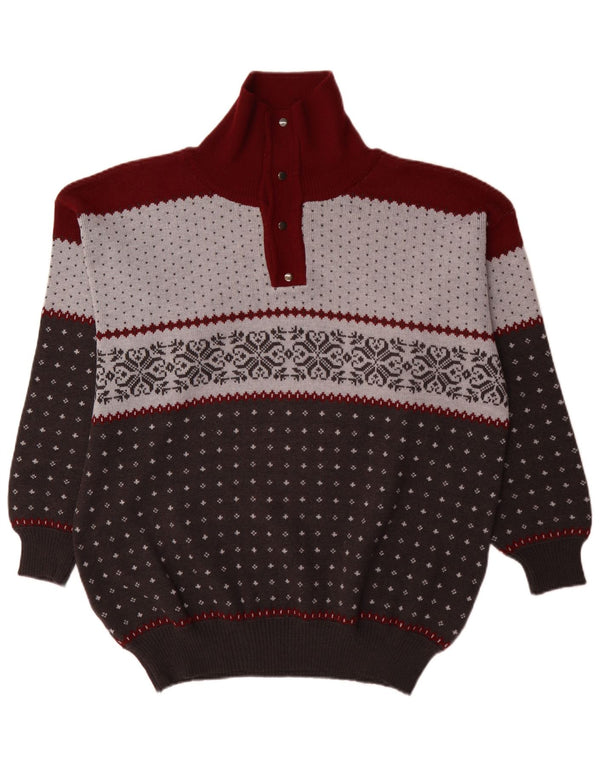 Summit Herre Button Neck Jumper Sweater 3XL Flerfarvet Fair Isle Wool