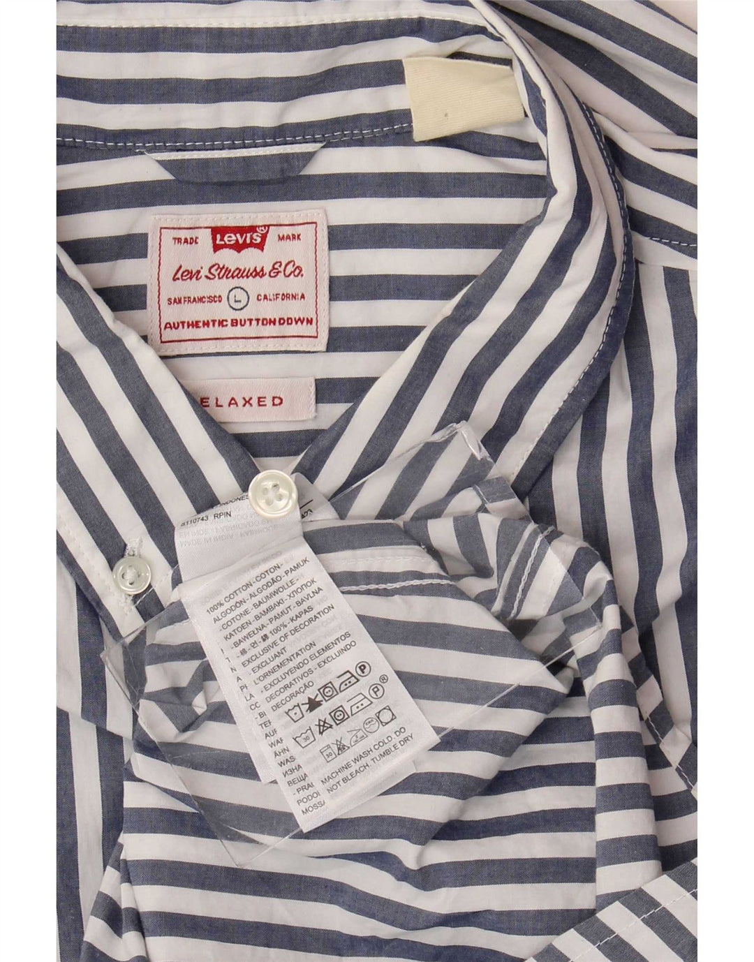 Levi's afslappet skjorte til mænd, stor blå nålestribet bomuld