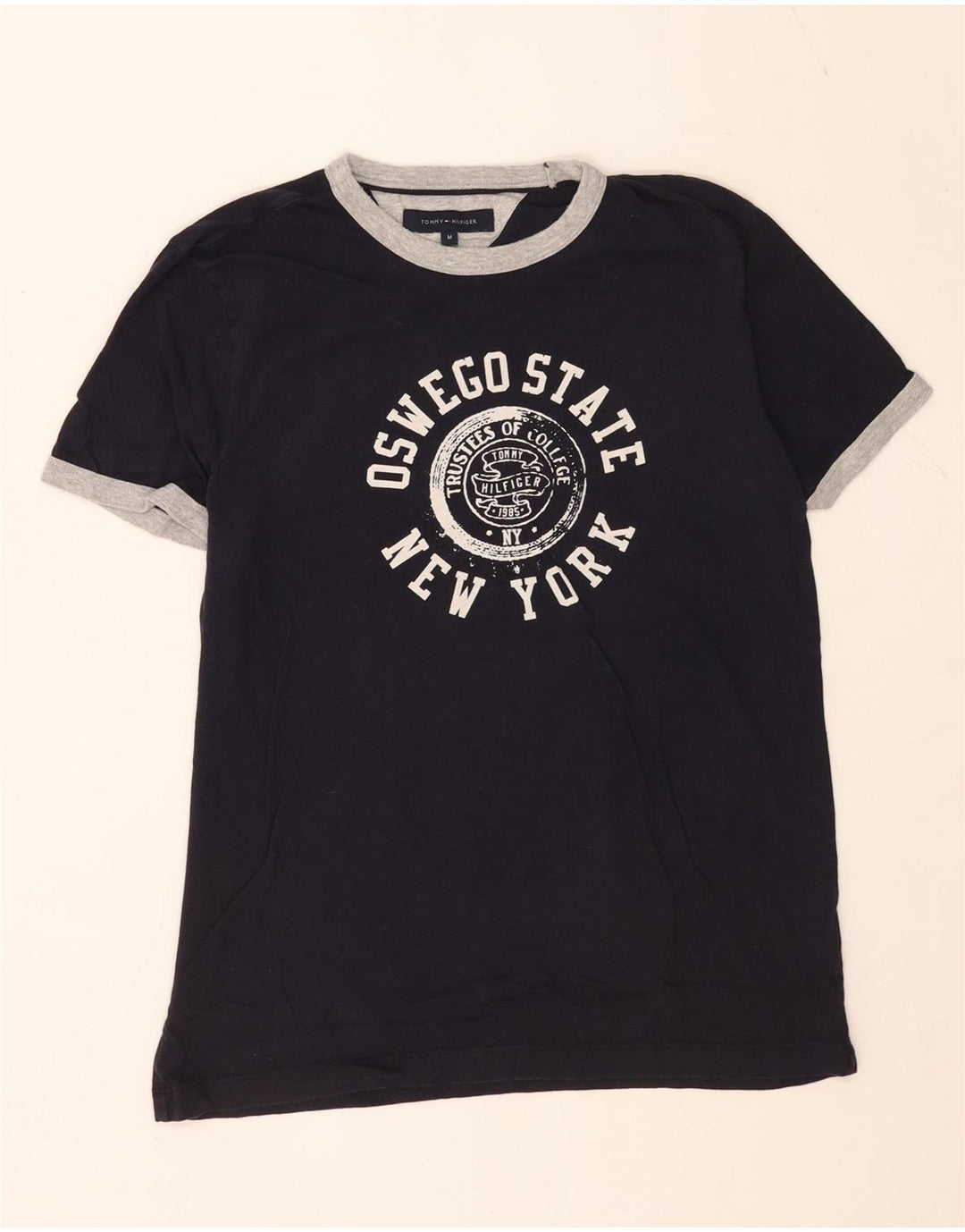 Tommy Hilfiger Herre grafisk T-shirt Top Medium Navyblå Bomuld