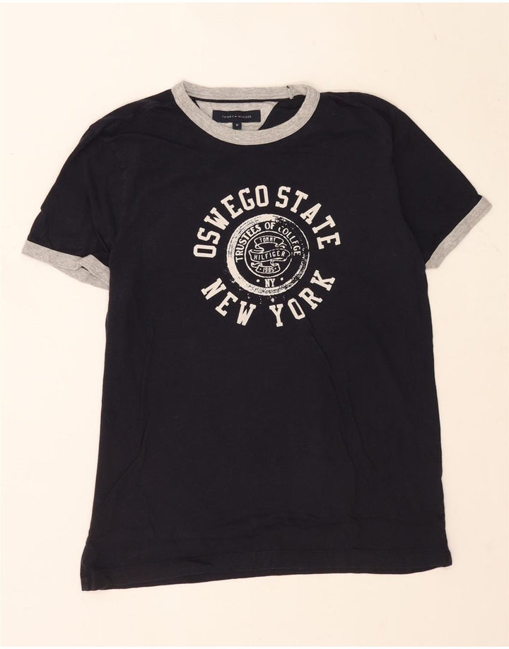 Tommy Hilfiger Herre grafisk T-shirt Top Medium Navyblå Bomuld