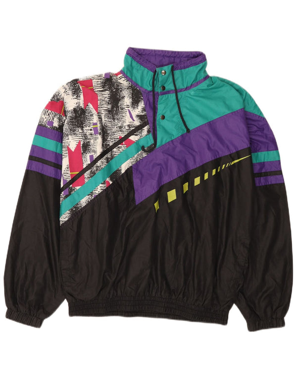 VINTAGE Herre Pullover Træningsdragt Topjakke Medium Sort Colourblock