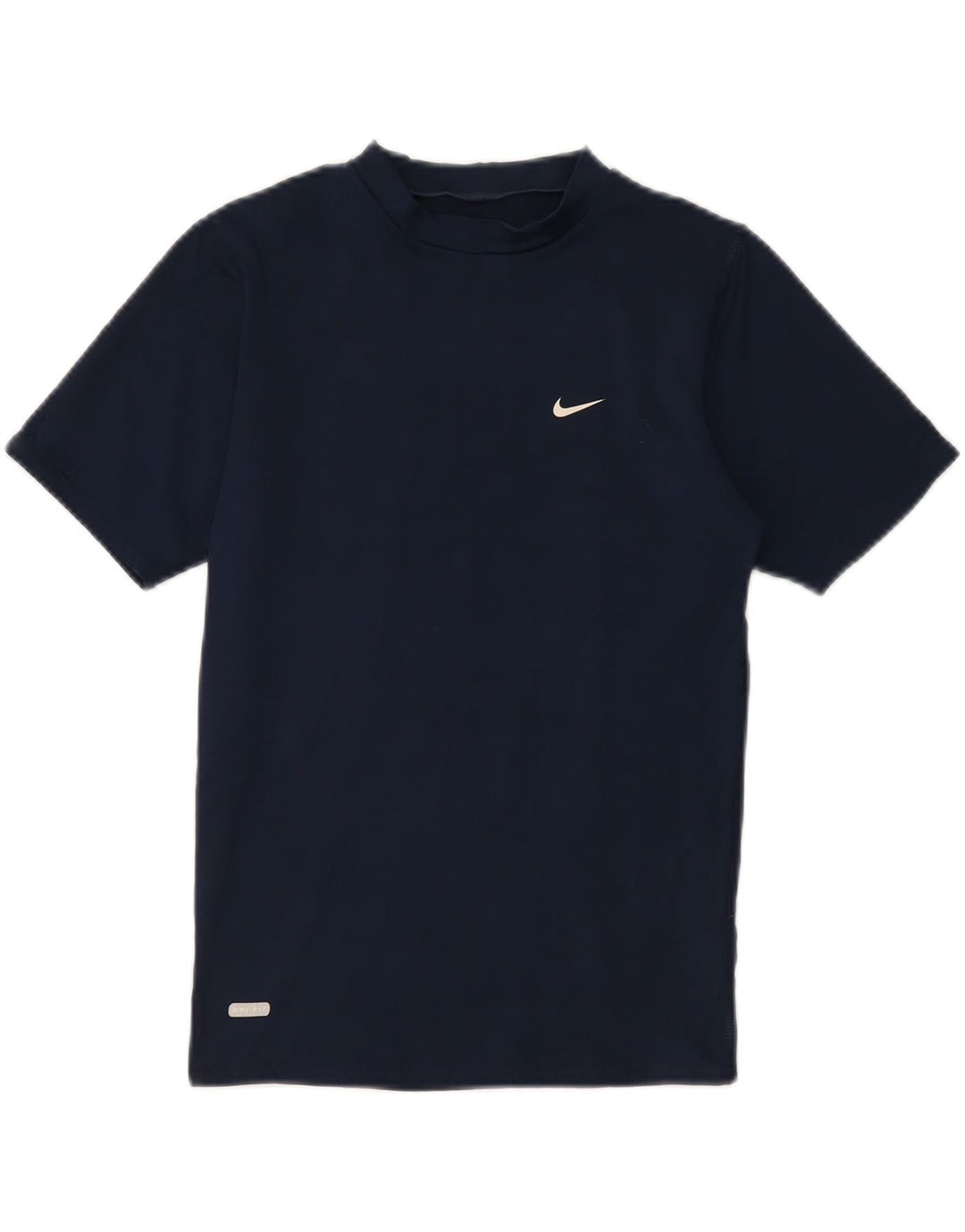 Nike Dame Dri Fit T-Shirt Top UK 12 Medium Navy Blue Polyester