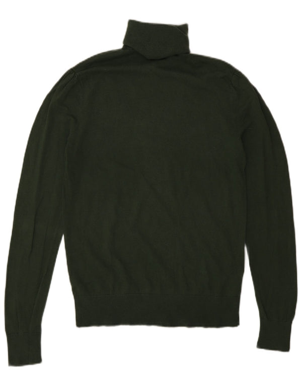 Massimo Dutti Dame Roll Neck Jumper Sweater UK 12 Medium Green Silke