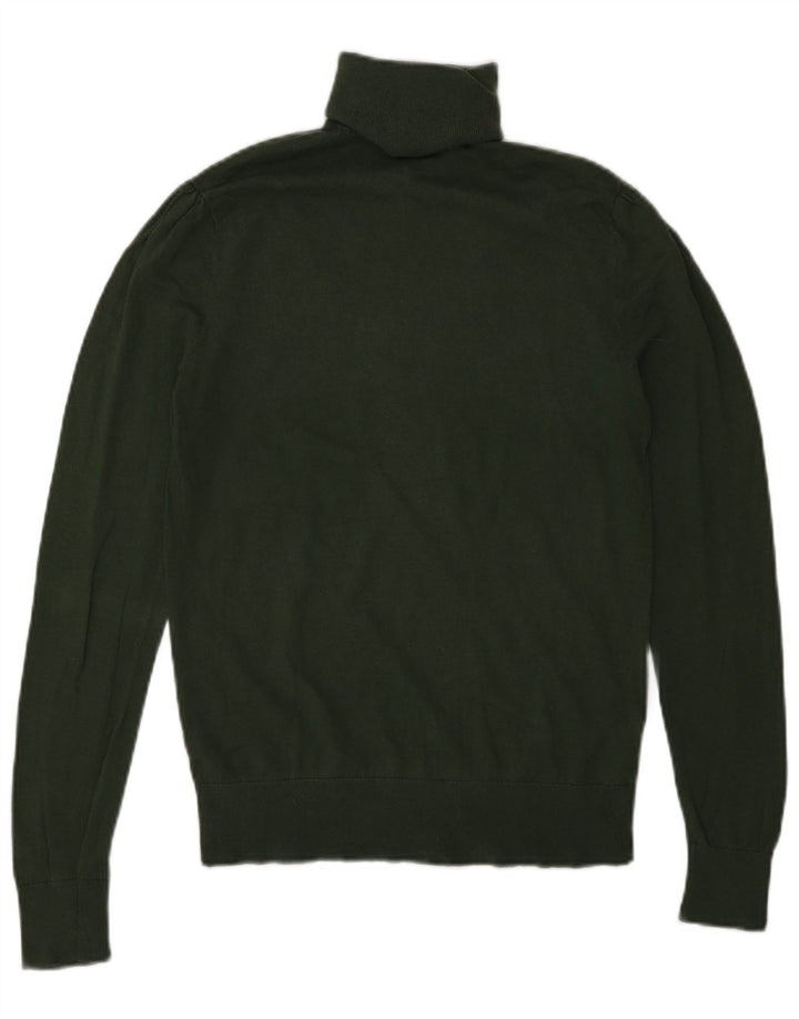 Massimo Dutti Dame Roll Neck Jumper Sweater UK 12 Medium Green Silke