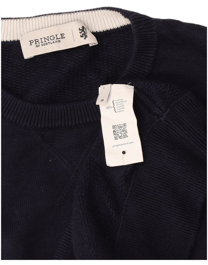 Pringle Herre Crew Neck Jumper Sweater Medium Navy Blue Bomuld