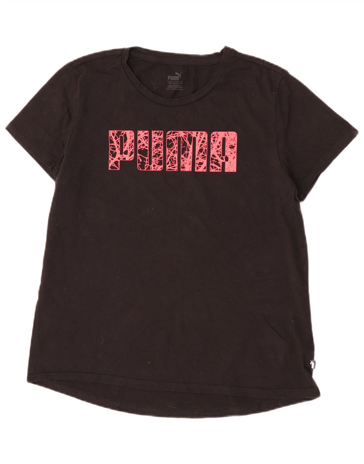 Puma Grafisk T-Shirt Top UK 14 Medium Sort Bomuld