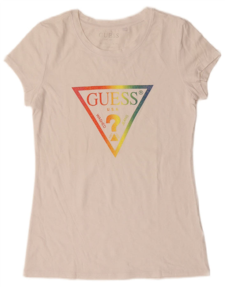Guess Grafisk T-shirt top til kvinder UK 12 Medium White