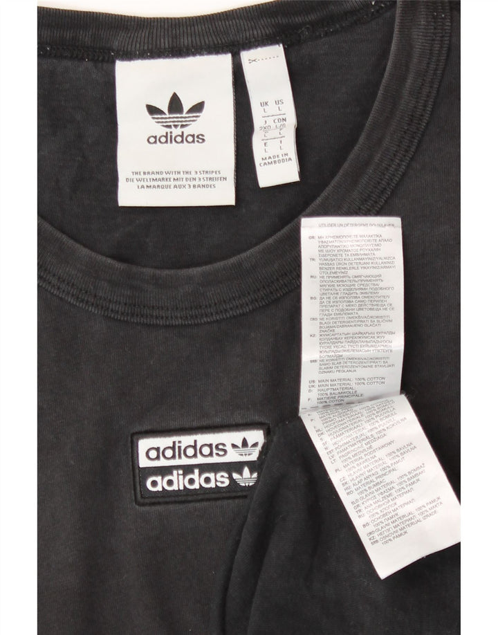 Adidas Herre Grafisk Regular Fit T-Shirt Top Stor Sort Bomuld