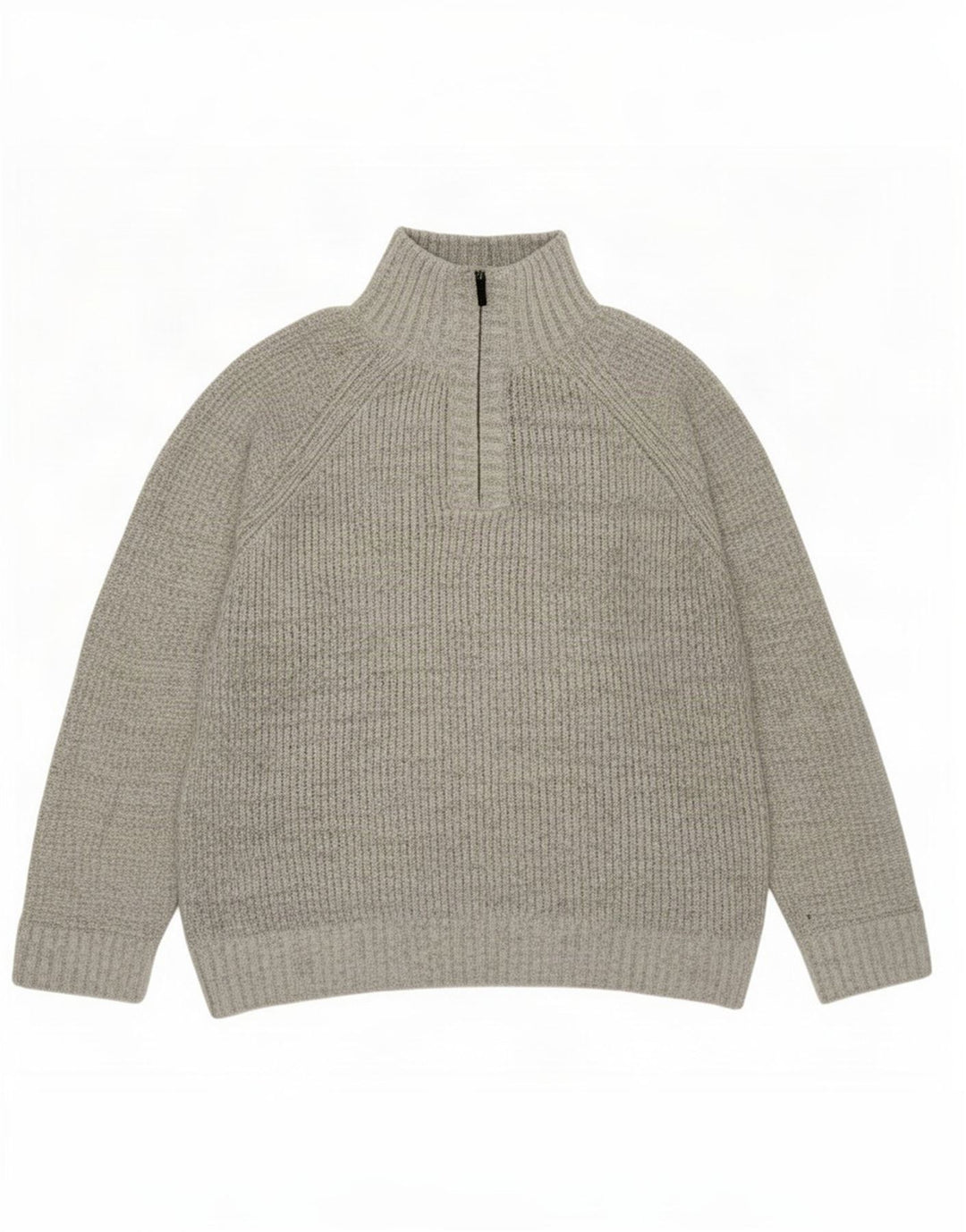 Marks & Spencer Herre Zip Neck Jumper Sweater Medium Grå Akryl