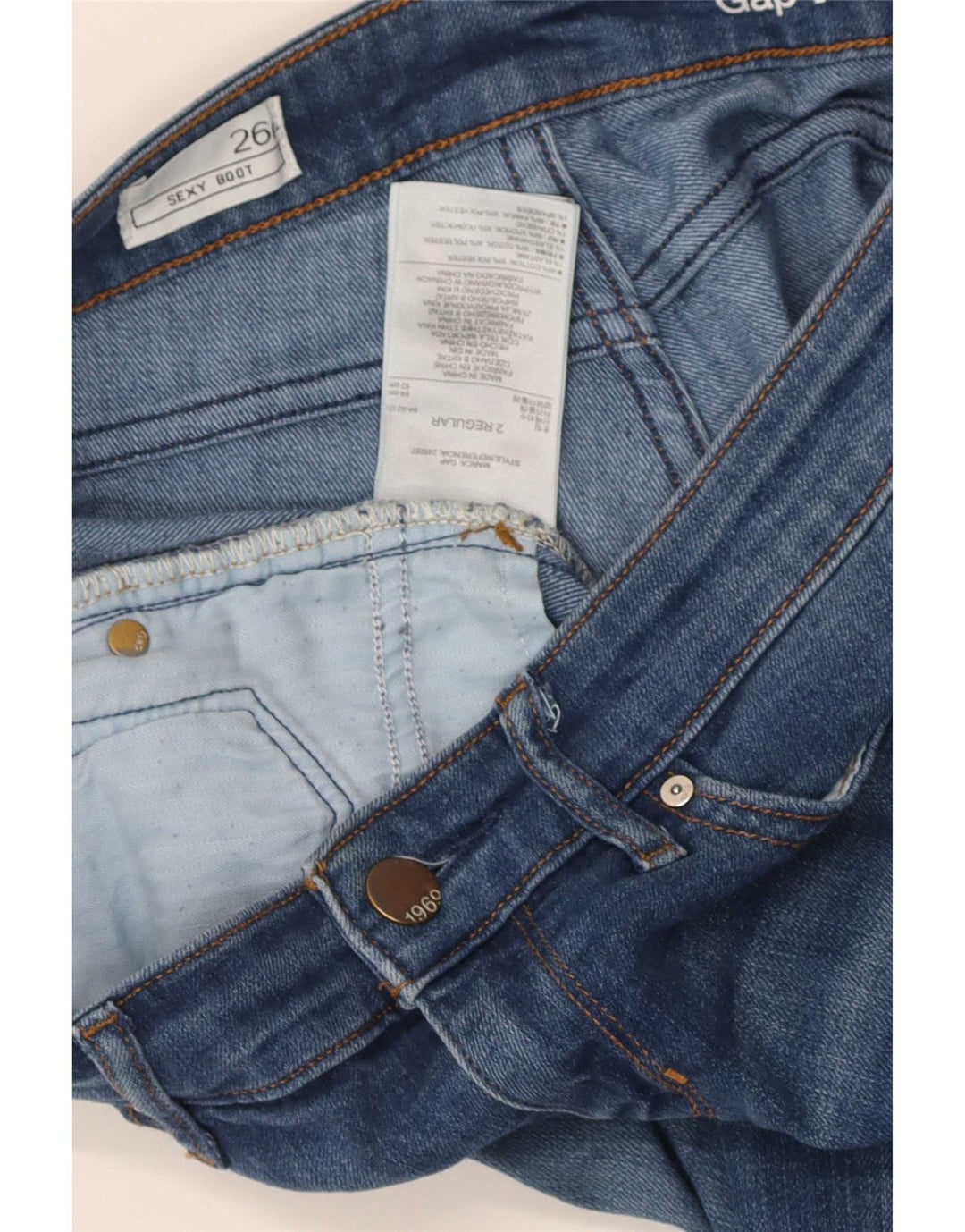 Gap Dame Sexy Distressed Bootcut Jeans W26 L31 Blå Bomuld