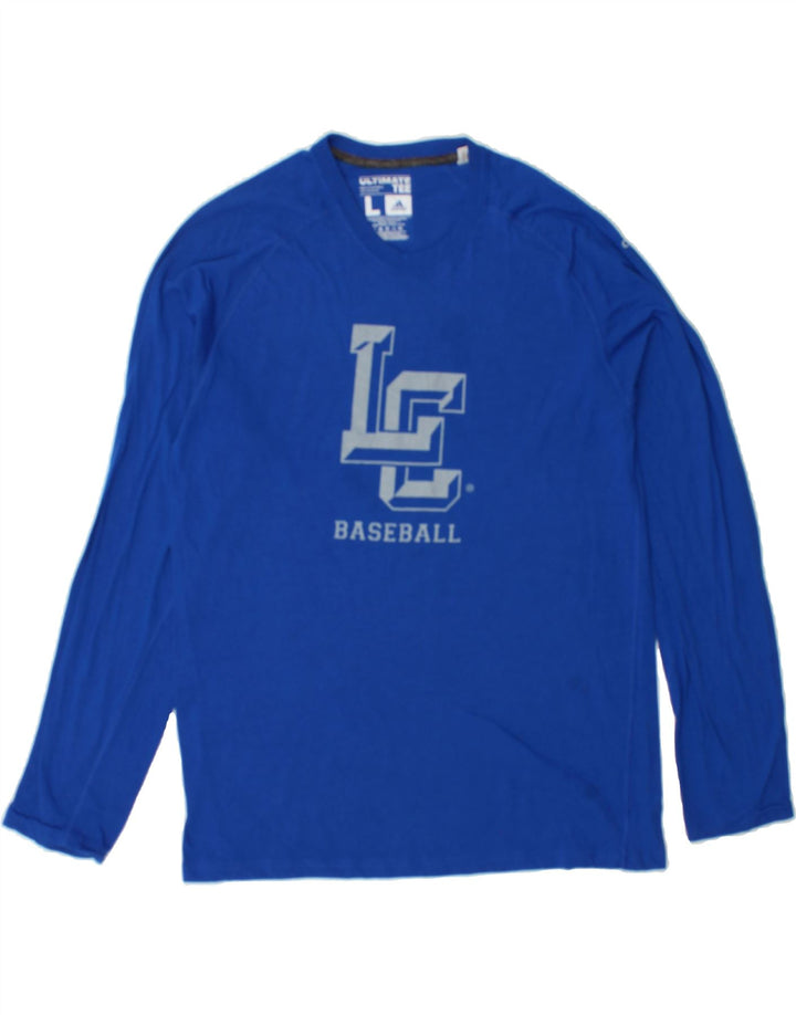 ADIDAS Mens Graphic Top Long Sleeve Large Blue Polyester Vintage Adidas and Second-Hand Adidas from Messina Hembry 