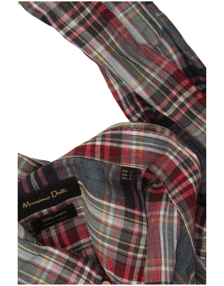 Massimo Dutti Herreskjorte Stor flerfarvet Plaid Linned