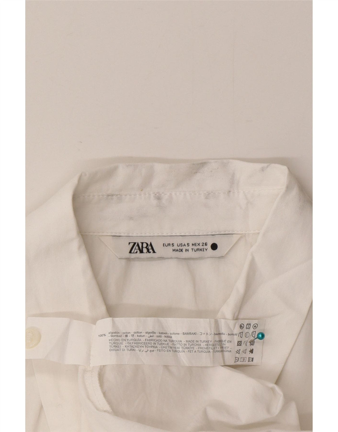 Zara Dame Asymmetrisk Skjorte Bluse UK 10 Small White Bomuld