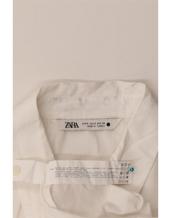 Zara Dame Asymmetrisk Skjorte Bluse UK 10 Small White Bomuld