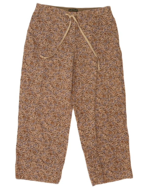 Eddie Bauer Womens Cropped Trousers US 12 Large W31 L25 Beige Floral
