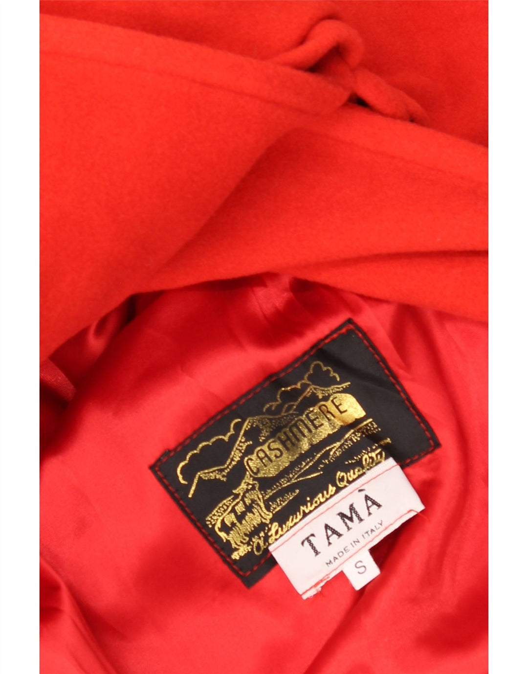 Vintage 3/4 ærmer oversize overfrakke til kvinder UK 10 Small Red Cashmere