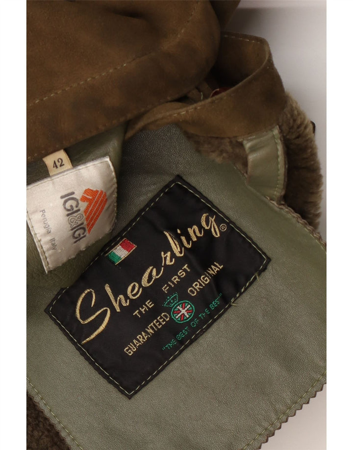 Igi & Womens Shearling Coat IT 42 Medium Khaki