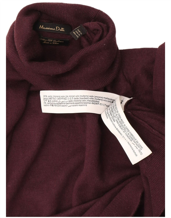 Massimo Dutti Herre Roll Neck Jumper Sweater XL Burgundy Silke