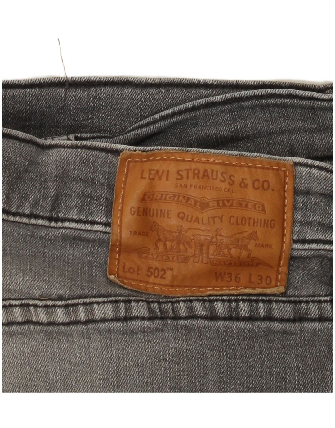 LEVI'S Herre 502 tilspidsede jeans W36 L30 Grå bomuld