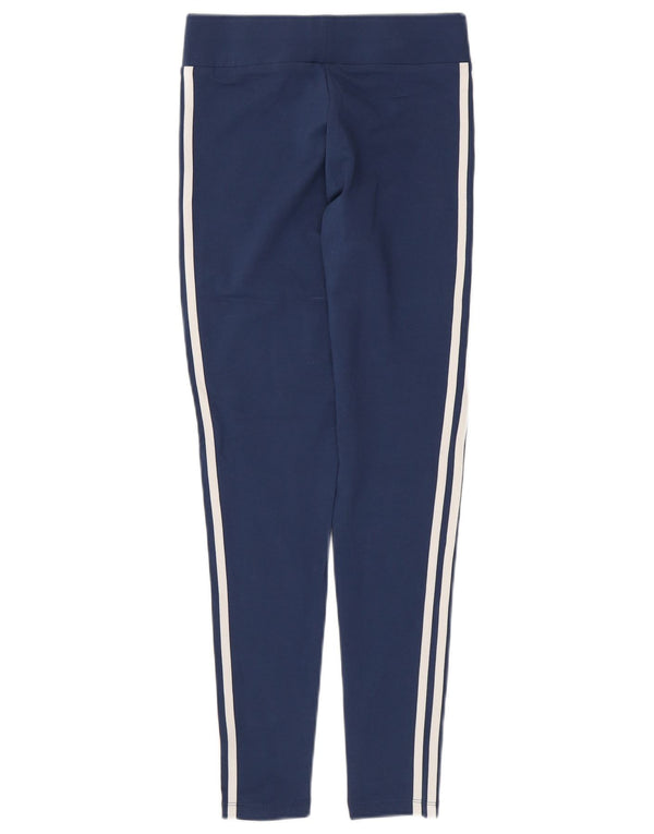 ADIDAS Dame Leggings UK 10 Small Navy Blue Bomuld