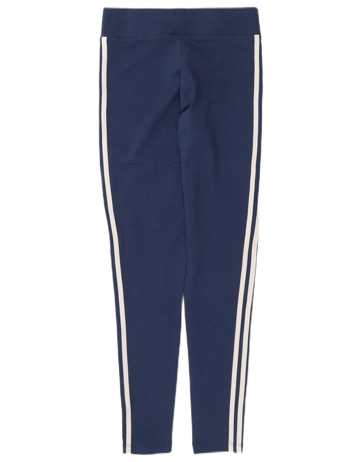 ADIDAS Dame Leggings UK 10 Small Navy Blue Bomuld