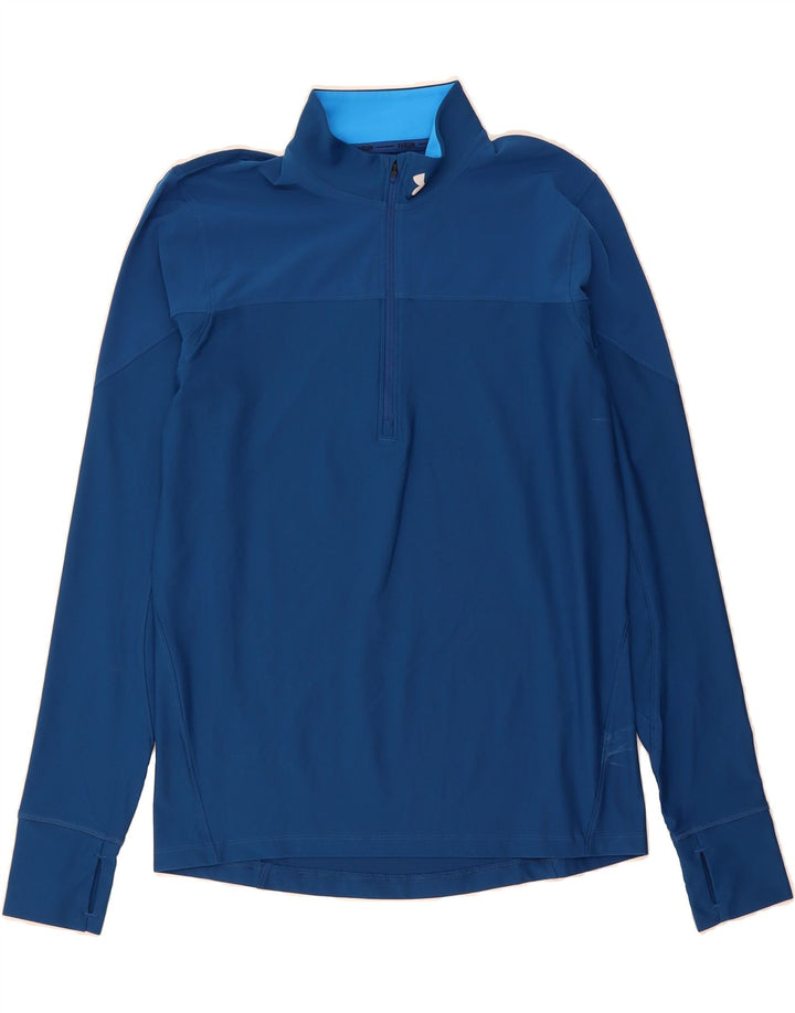 UNDER ARMOUR Mens Heat Gear Zip Neck Pullover Tracksuit Top Medium Blue Vintage Under Armour and Second-Hand Under Armour from Messina Hembry 