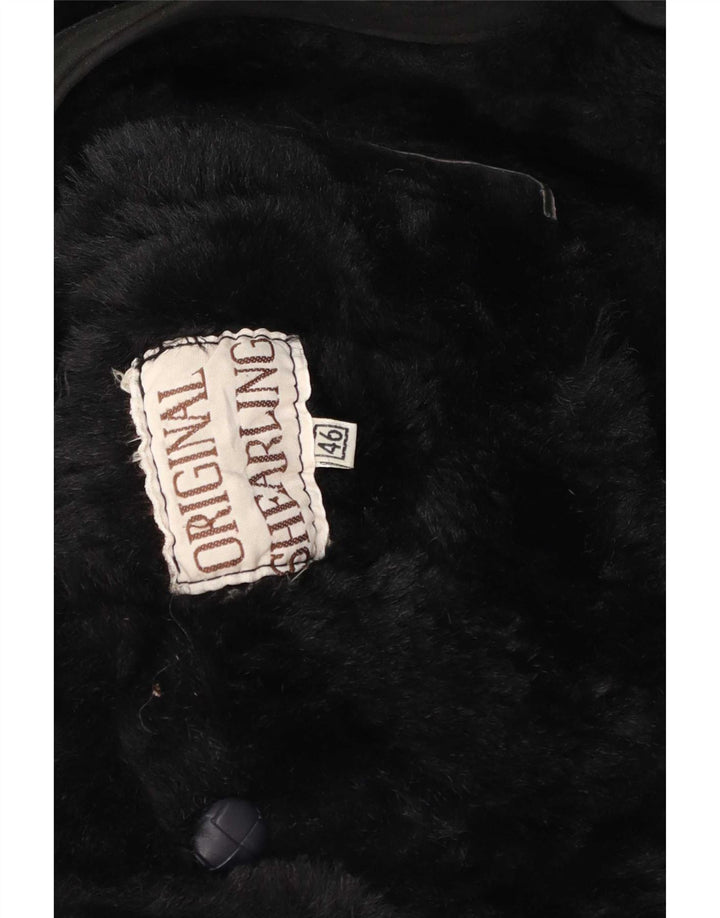 Vintage Dame Oversized Shearling Coat IT 46 Large Black Shearling