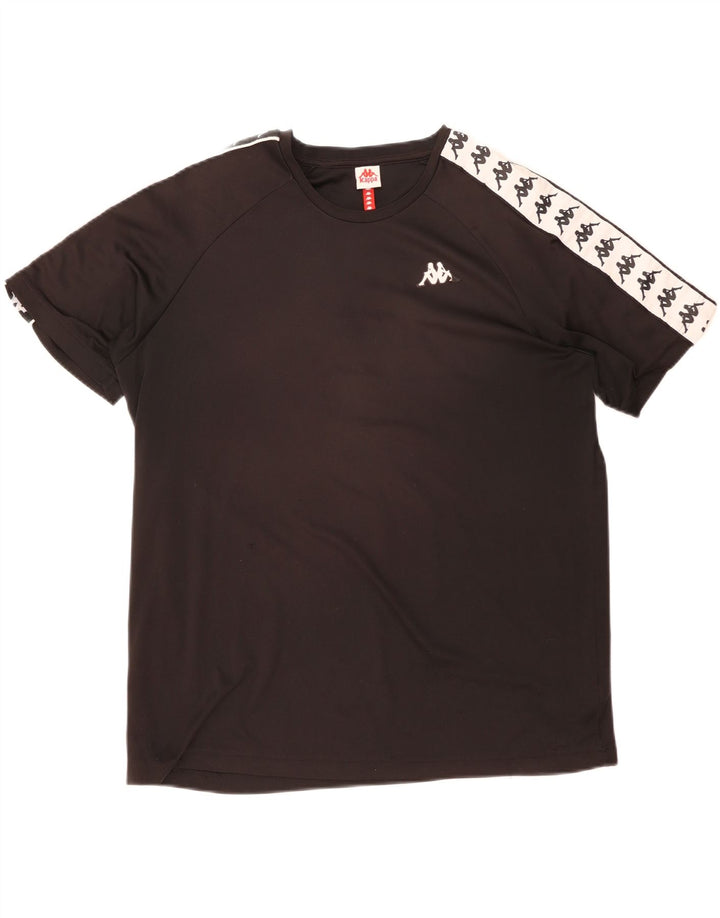 Kappa Herre Grafisk T-Shirt Top 2XL Sort Colourblock Polyester