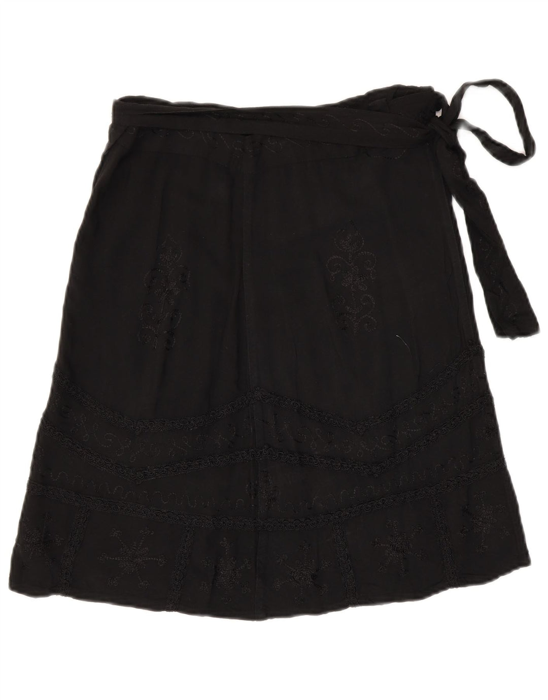Vintage slå-om nederdel til kvinder W30 Medium Black Paisley