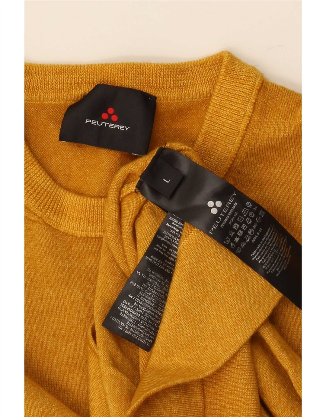 PEUTEREY Womens Crew Neck Jumper Sweater UK 16 Large Yellow Wool