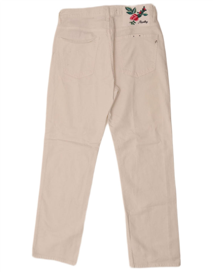 Replay Dame Straight Jeans W28 L29 Hvid Bomuld