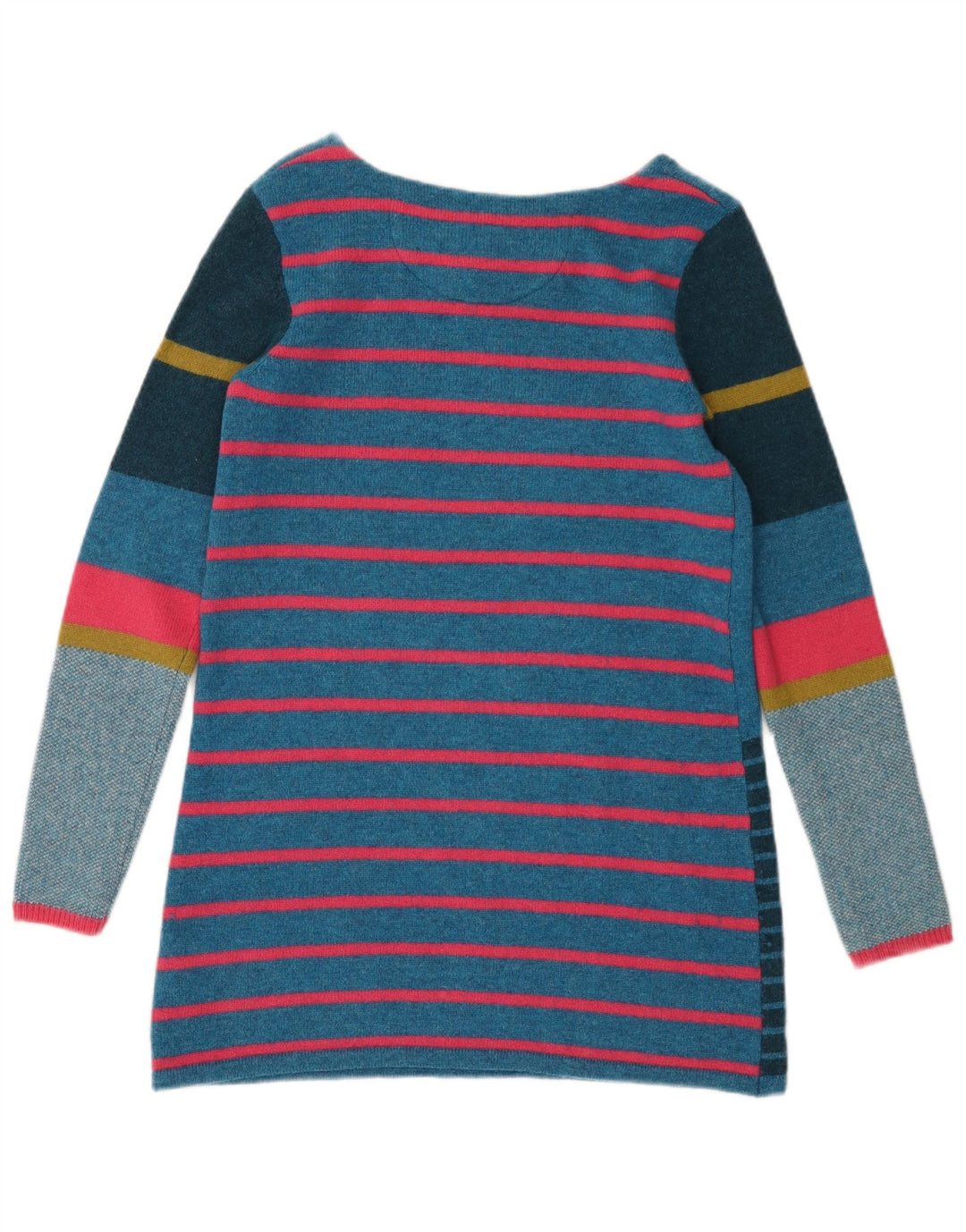 White Stuff Dame Jumper Sweater UK 10 Lille blå stribet lammeuld