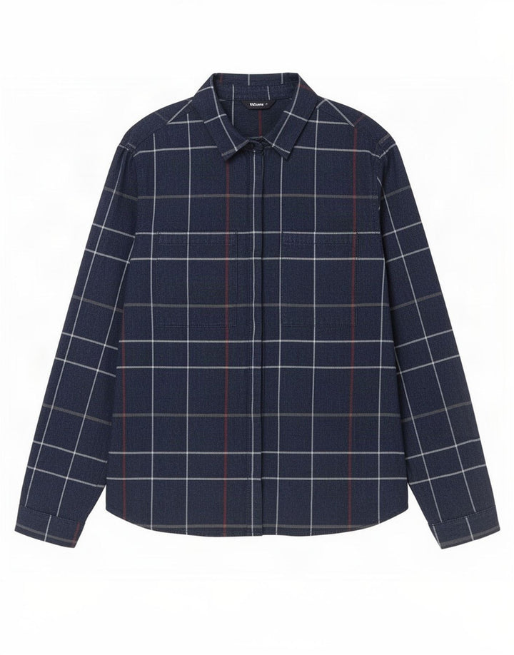 Rohan Womens Shirt UK 10 Small Navy Blue Plaid Polyester