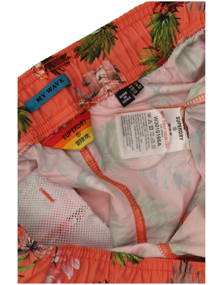 Superdry svømmeshorts til kvinder UK 12 Medium Pink Floral Polyester