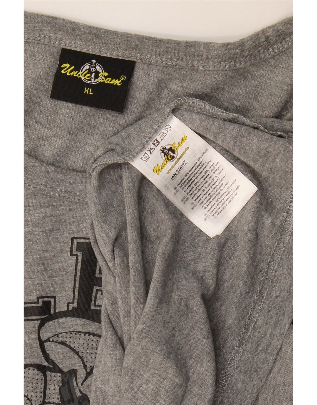 UNCLE SAM Herre Grafisk Vest Top XL Grå Bomuld