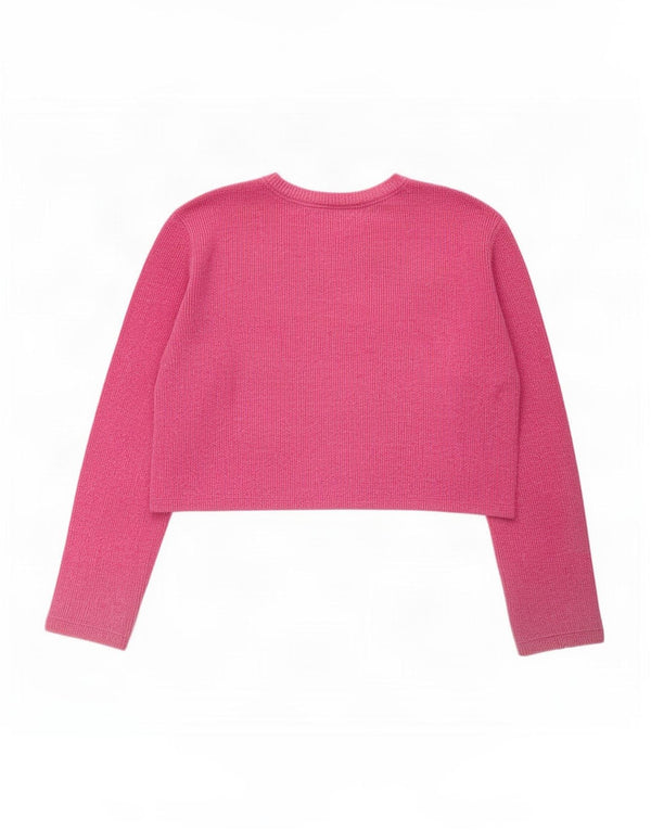 Zara Womens Crop Top Langærmet UK 10 Small Pink Bomuld