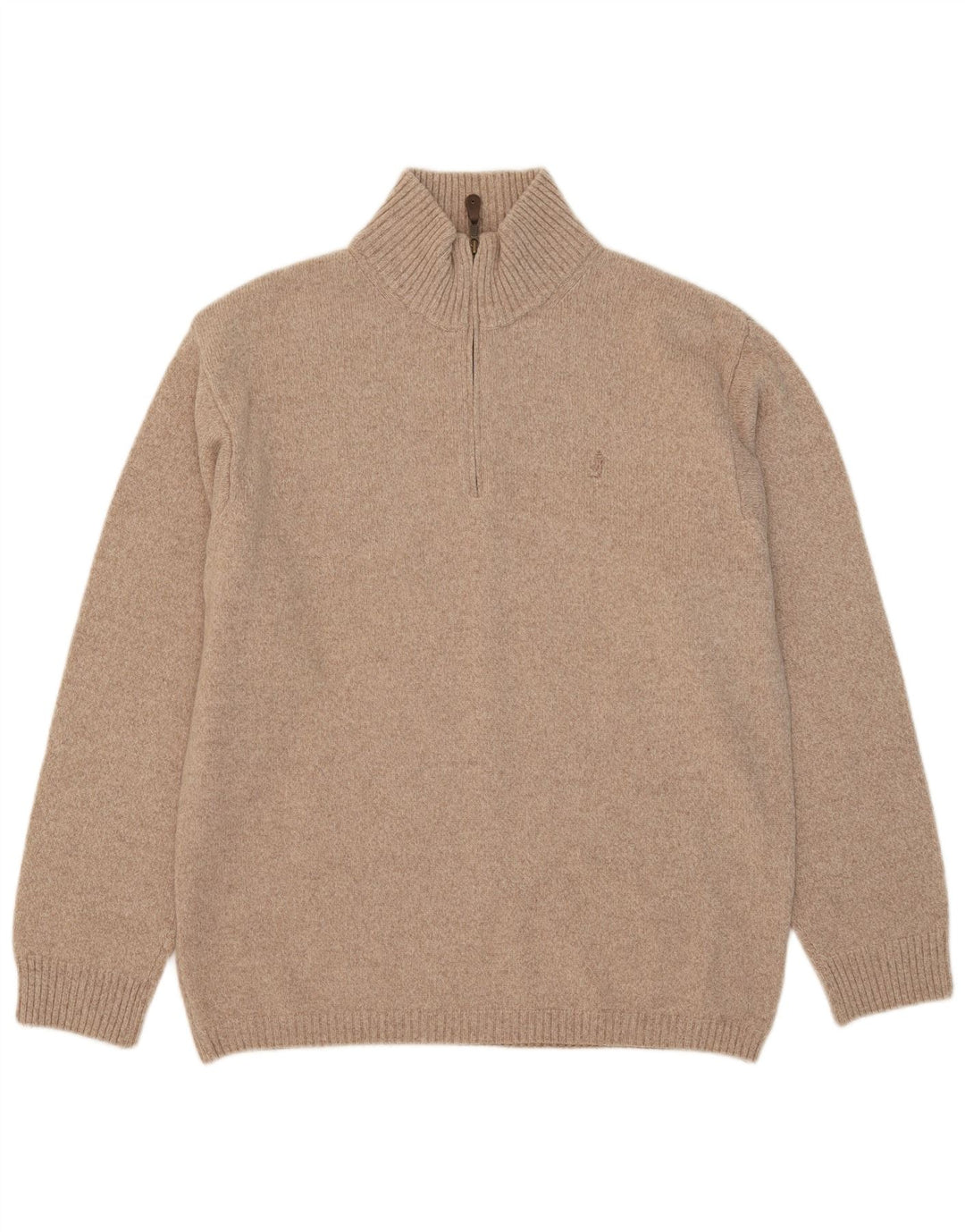 Marlboro Classics Herre Zip Neck Jumper Sweater 2XL Beige Uld