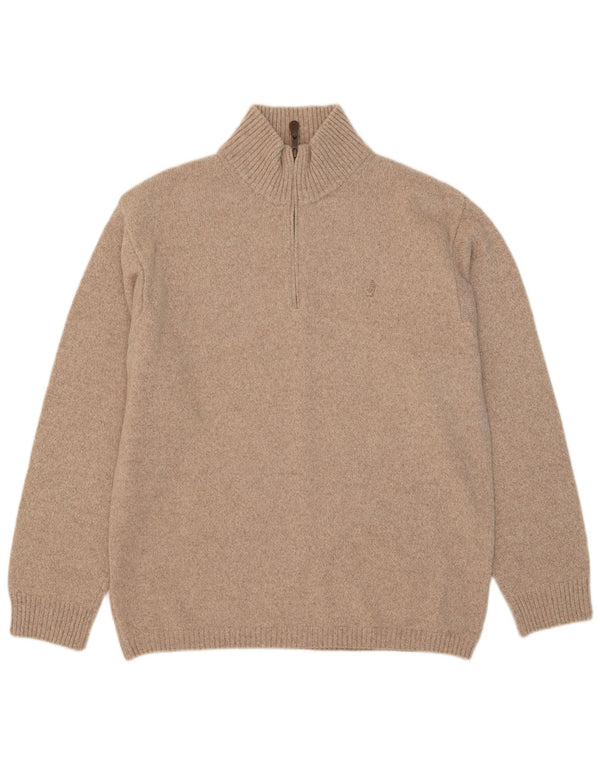 Marlboro Classics Herre Zip Neck Jumper Sweater 2XL Beige Uld